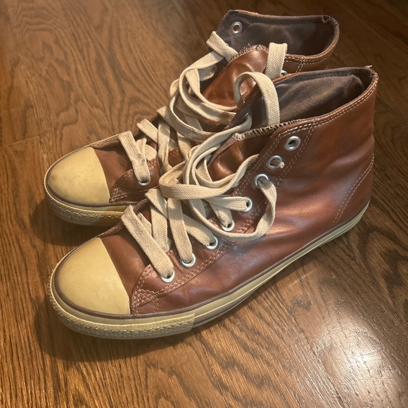 Converse Leather High Top Sneakers Brown - Picture 1 of 7